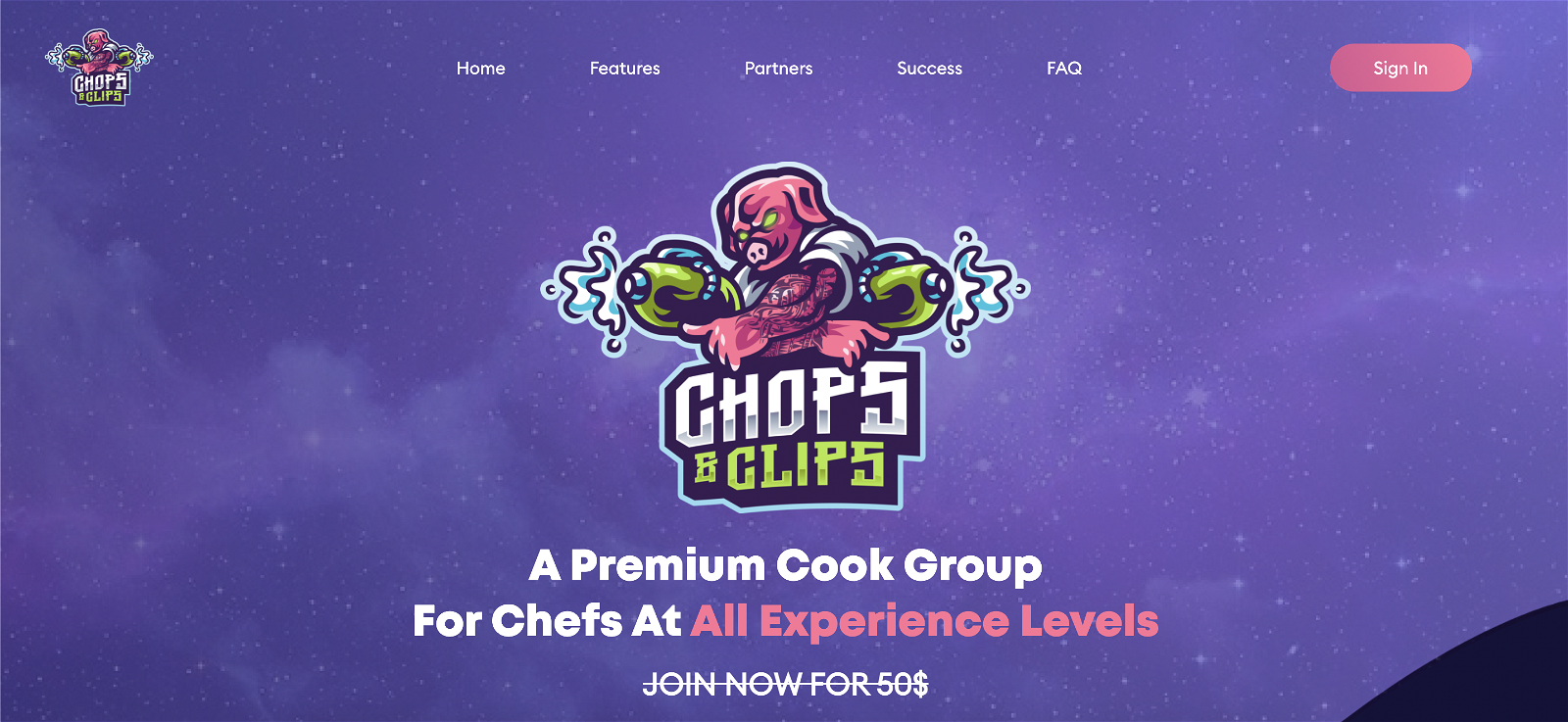 Chops & Clips cook group presentation banner