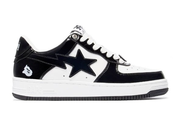 A Bathing Ape Bape Sta Patent Leather Black White sneakers