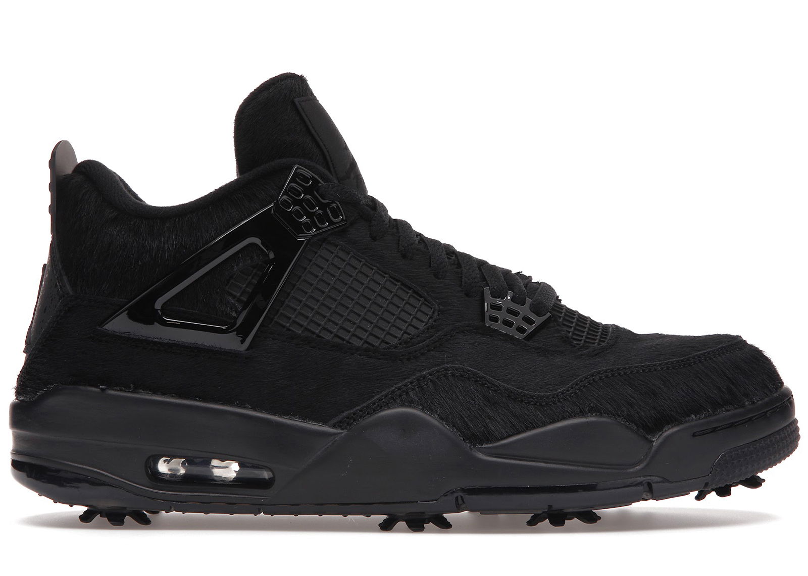 jordan 4 retro golf black cat pony hair