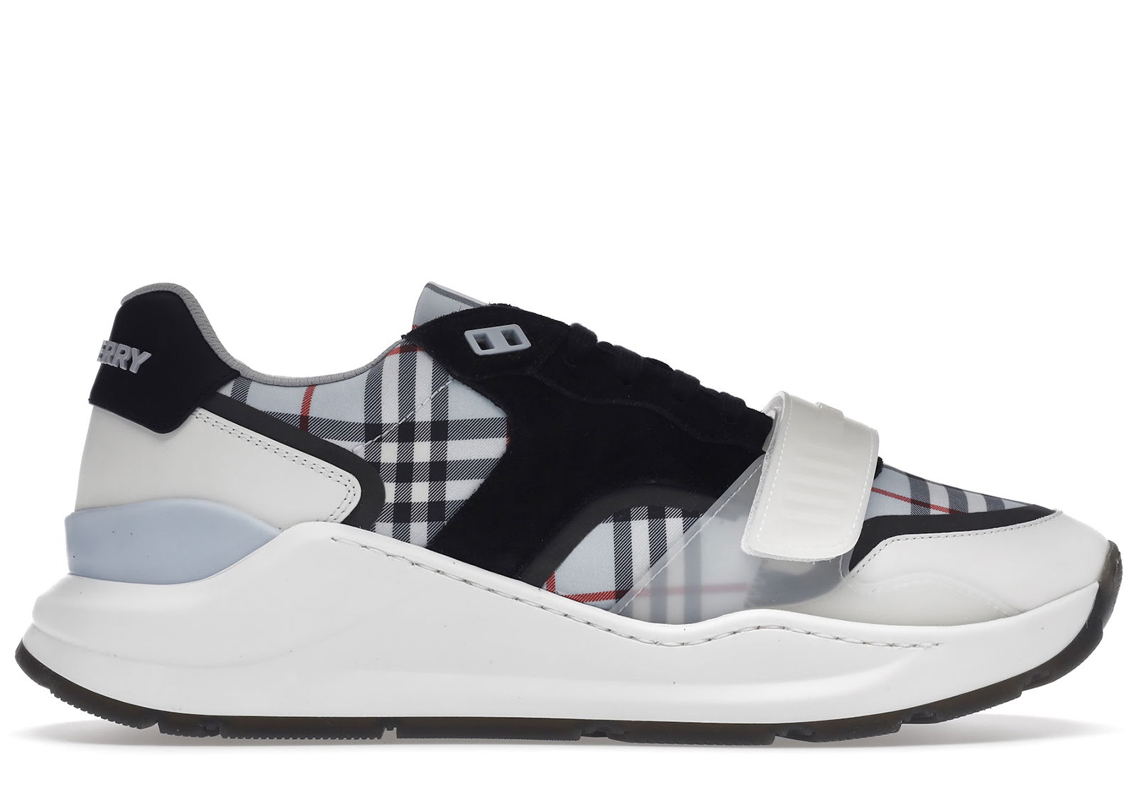 sneakers Burberry Ramsey Haymarket Check Print Light Blue White Black