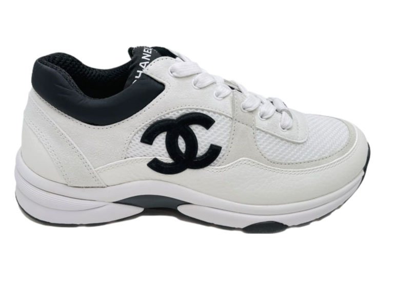 Chanel Low Top Trainer Suede White Black (W) sneakers