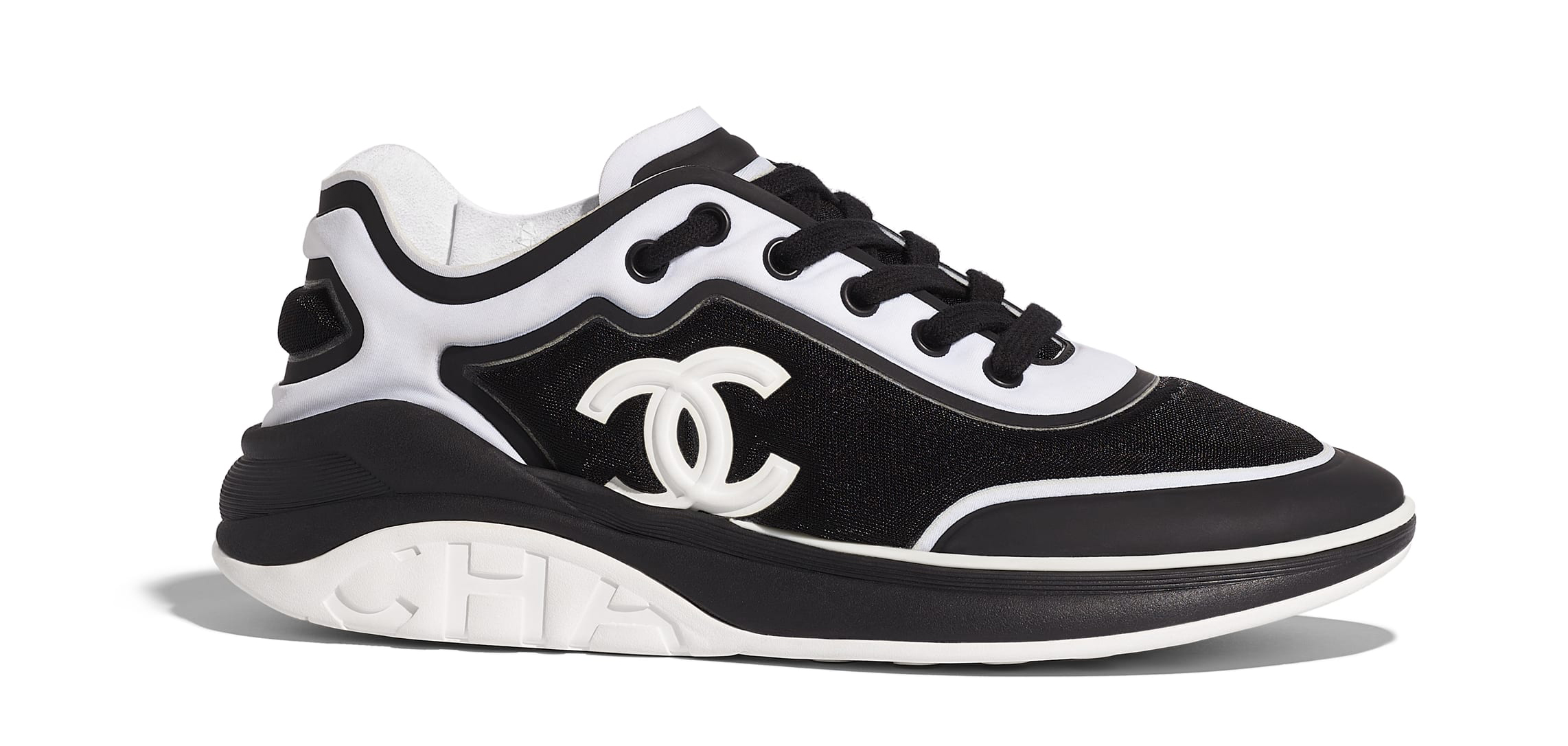 sneakers Chanel Mesh Lycra Black White