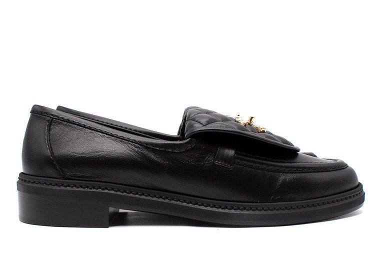 Chanel Quilted Tab Loafers Black Leather sneakers