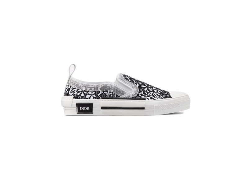 sneakers Dior And Shawn B23 Slip On Black White Embroidery