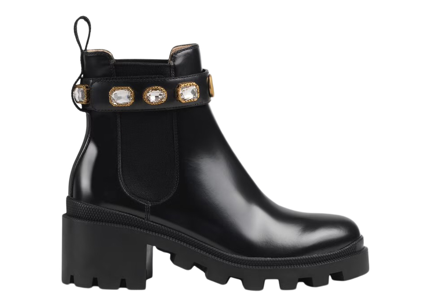 sneakers Gucci Crystal Belt 60mm Ankle Boot Black Leather