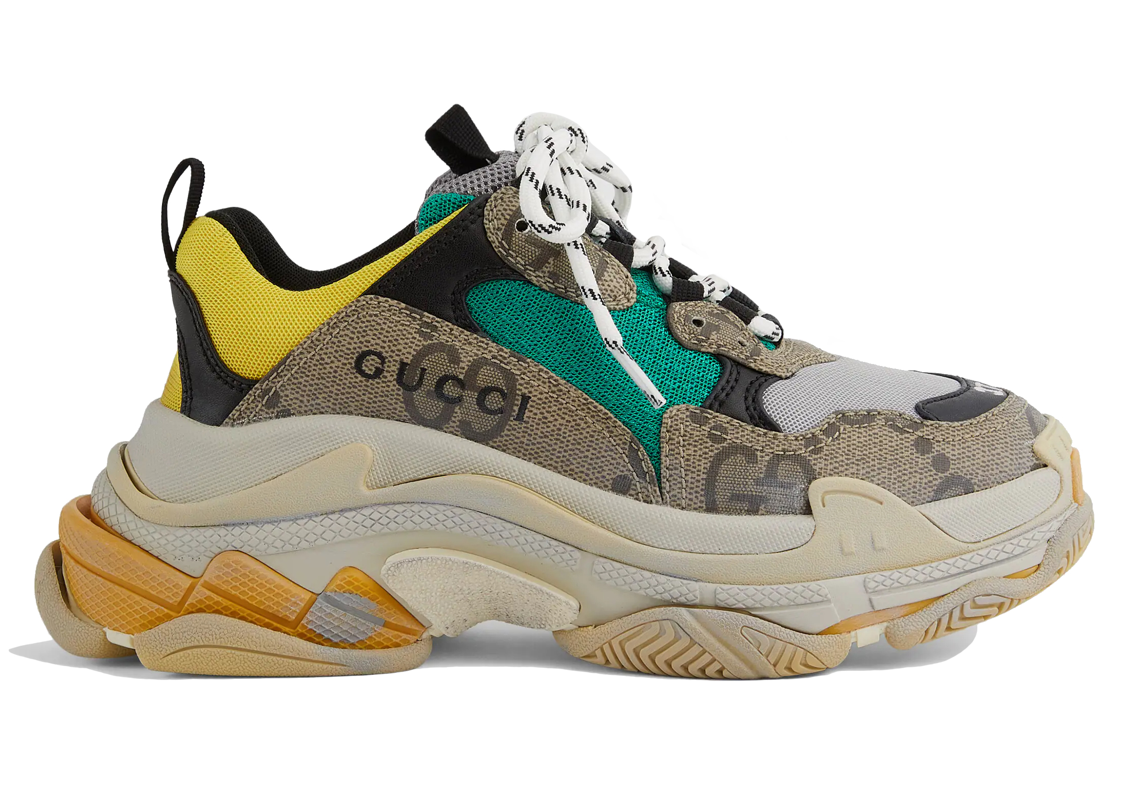 sneakers Gucci x Balenciaga The Hacker Project Triple S Beige Green Yellow (W)