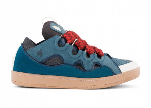 sneakers Lanvin Leather Curb Blue Grey