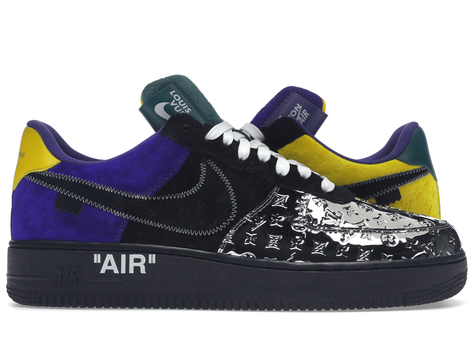 sneakers Louis Vuitton Nike Air Force 1 Low By Virgil Abloh Black Metallic Silver