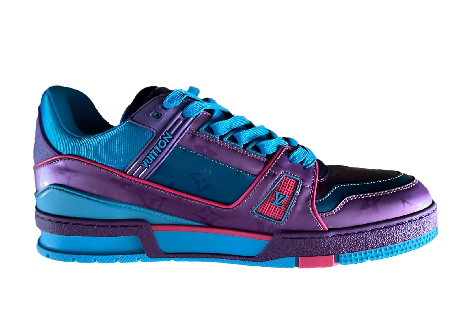 sneakers Louis Vuitton Trainer Purple Teal Metallic