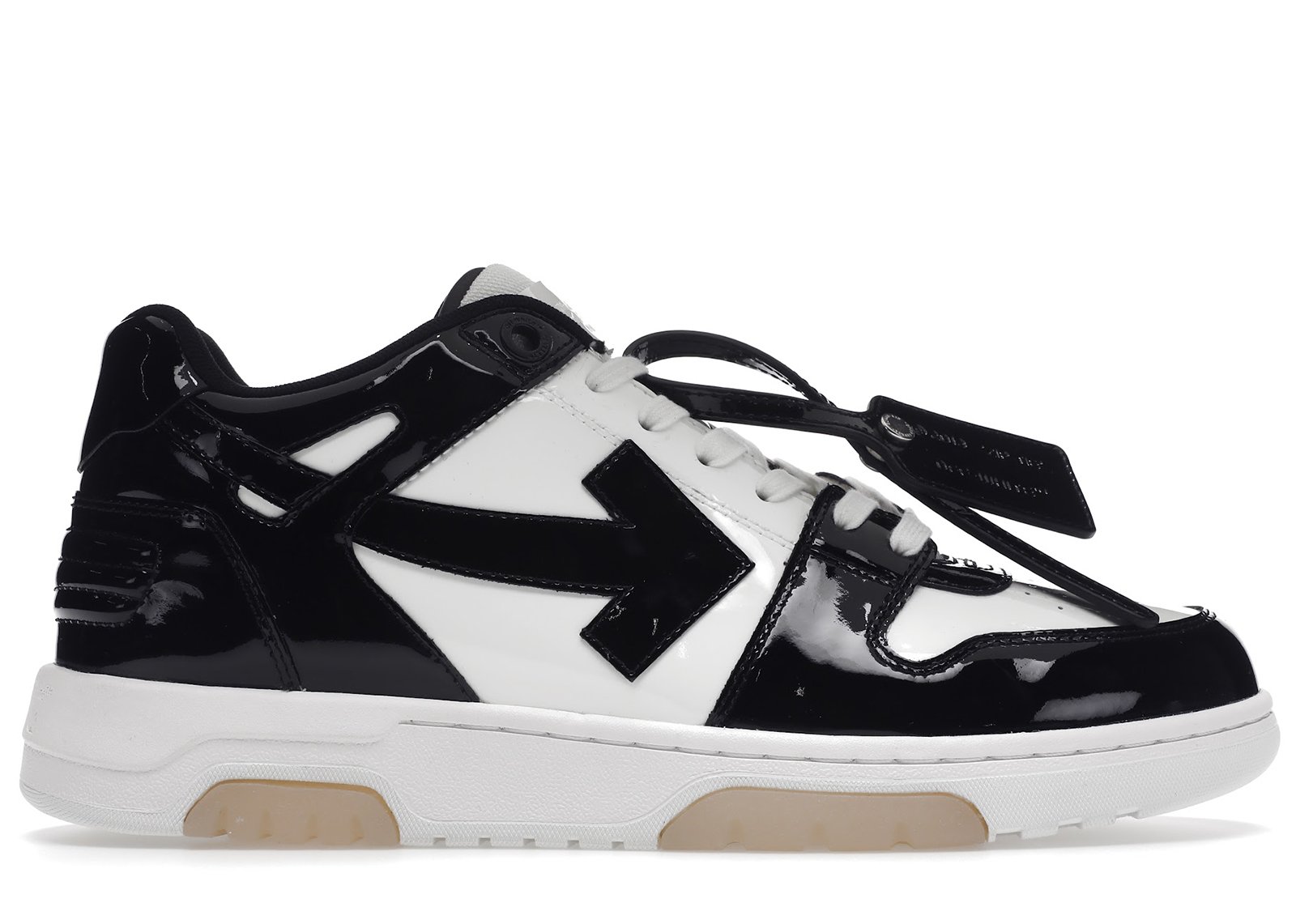 OFF-WHITE Out Of Office OOO Low Tops Patent Black White sneakers