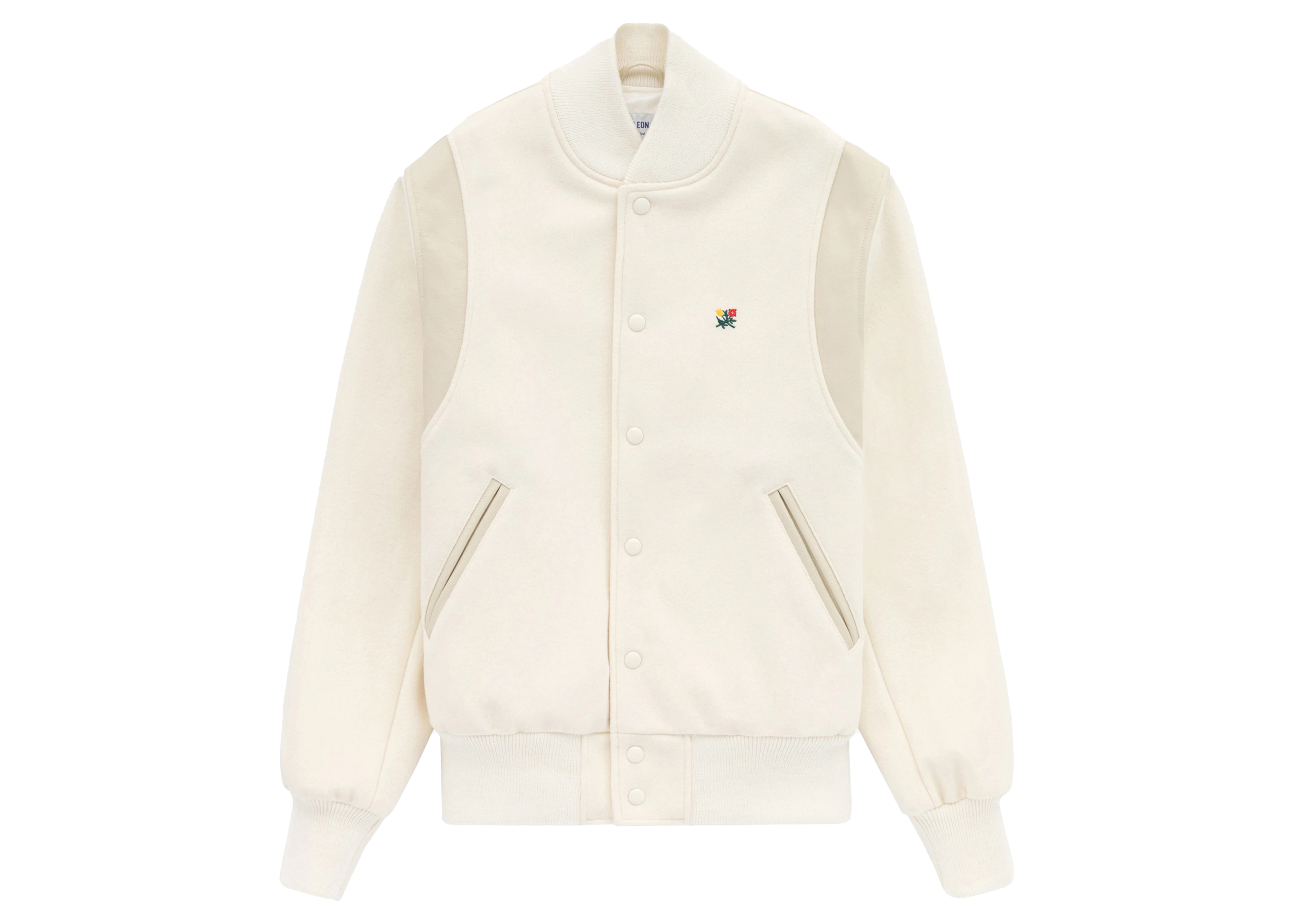 streetwear Aime Leon Dore Crest Varsity Jacket Cream
