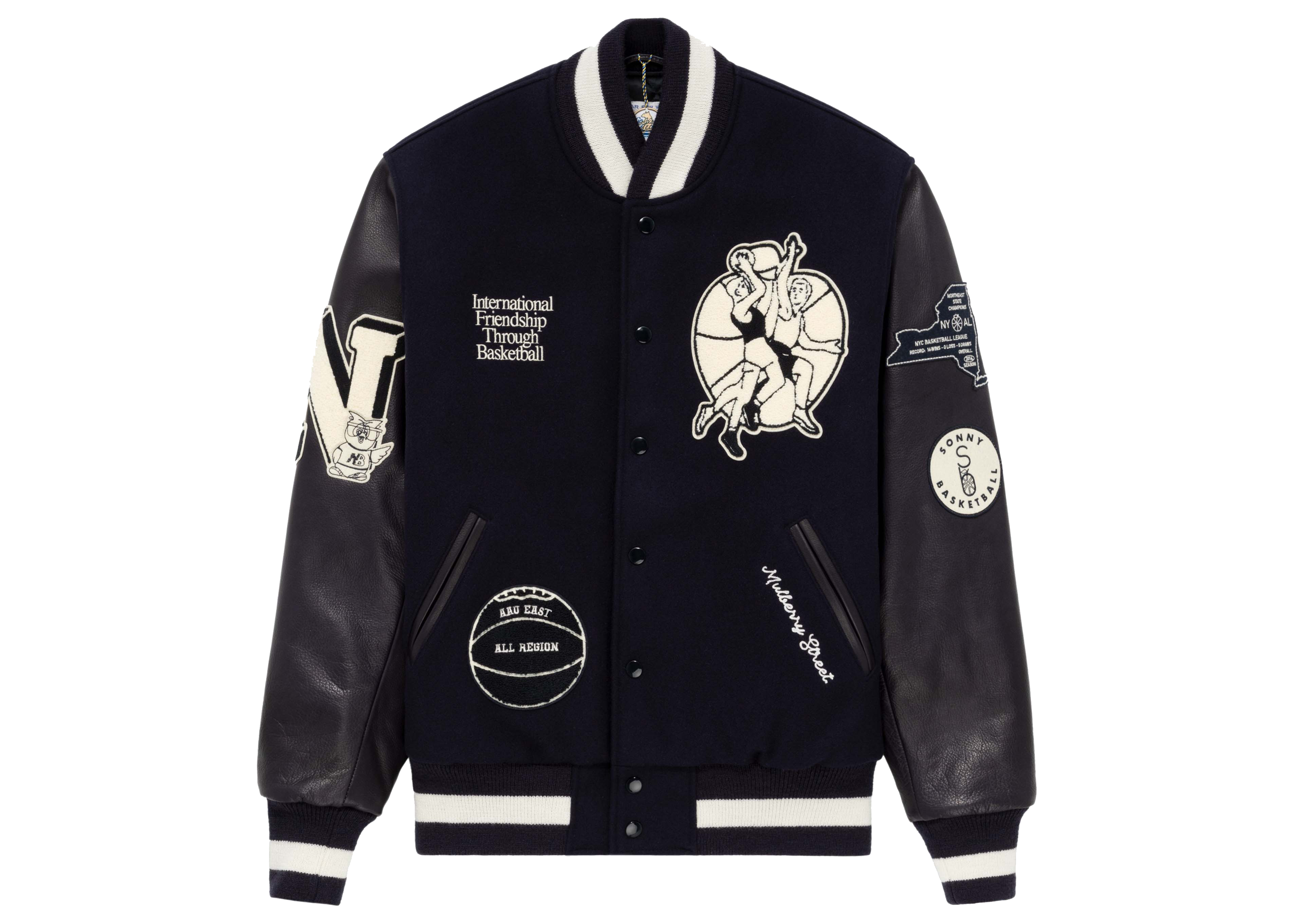 streetwear Aime Leon Dore x New Balance Varsity Jacket Navy