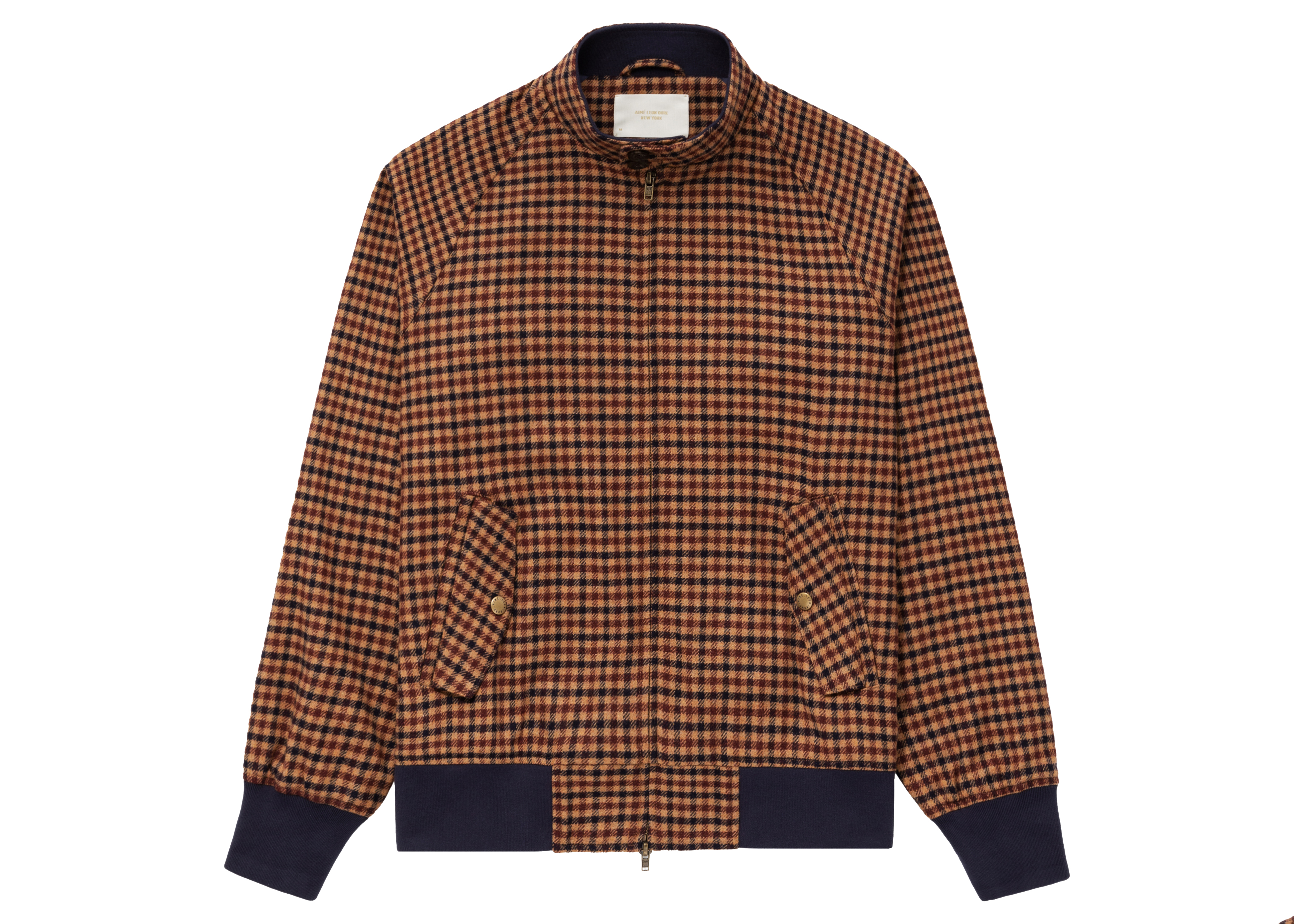 streetwear Aime Leon Dore Wool Harrington Jacket Brown Gingham