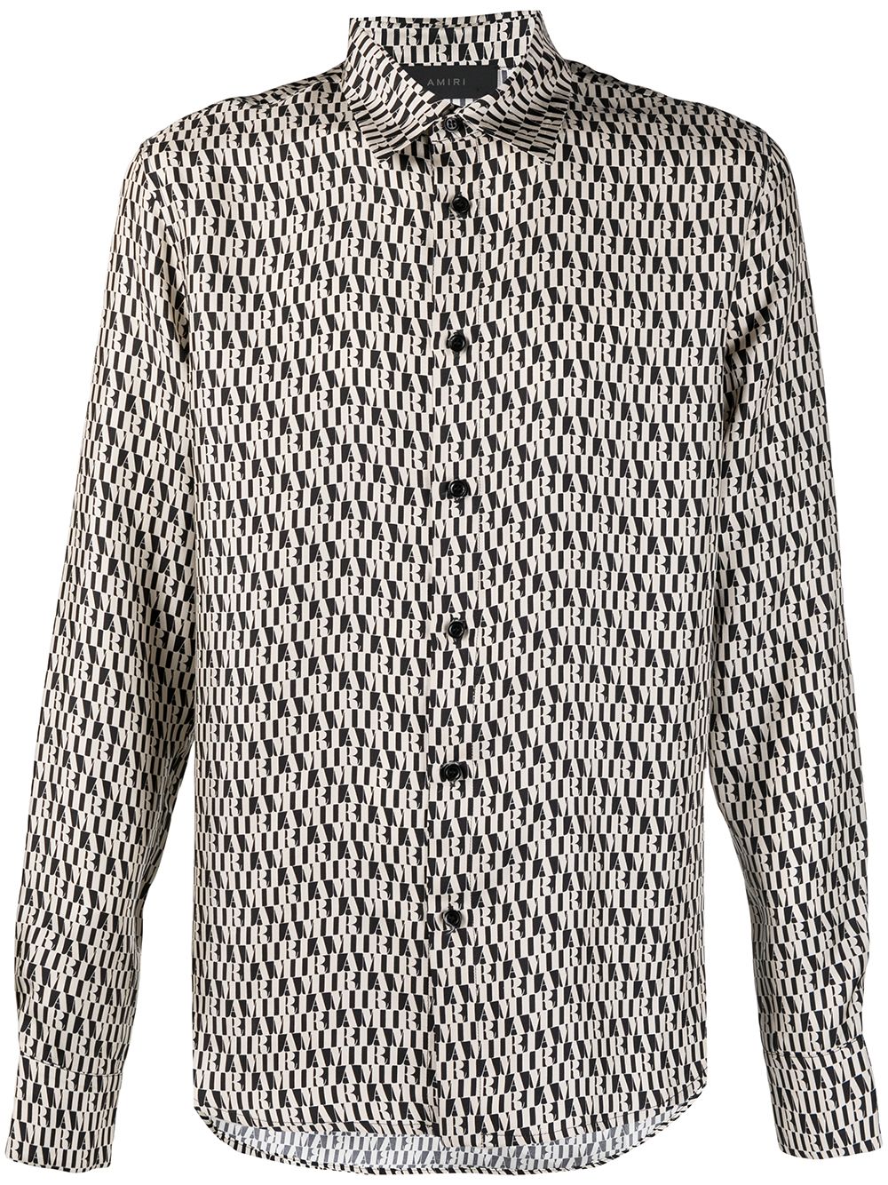 streetwear AMIRI All Over Long Sleeve Silk Shirt Black/White
