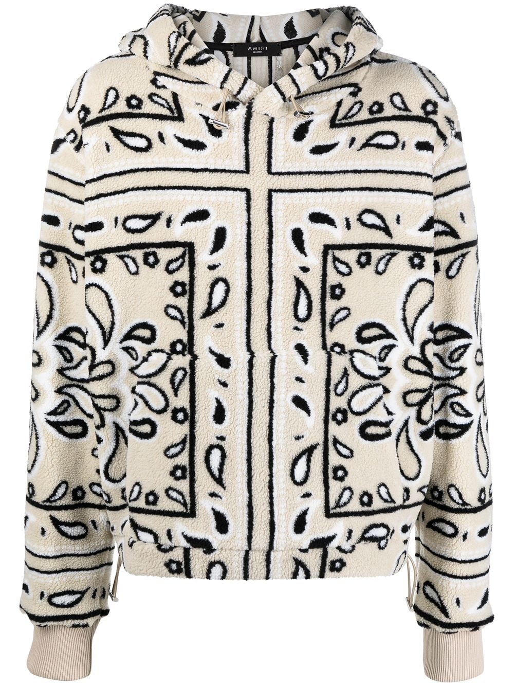 streetwear AMIRI Bandana Print Fleece Hoodie Natural