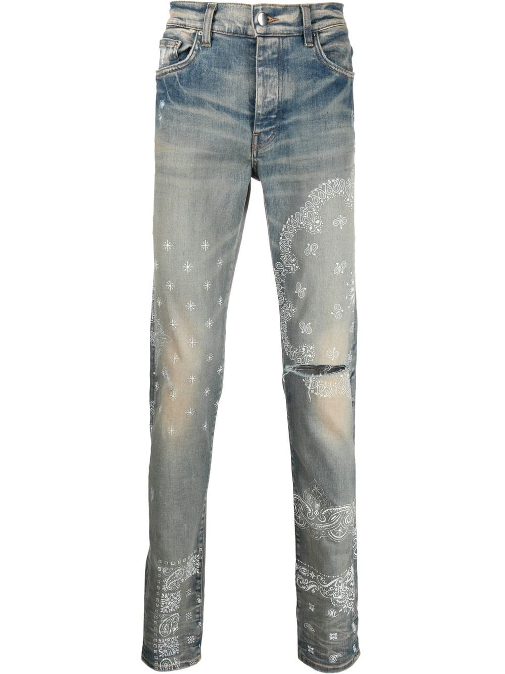 streetwear AMIRI Bandana Print Skinny Jeans Clay Indigo