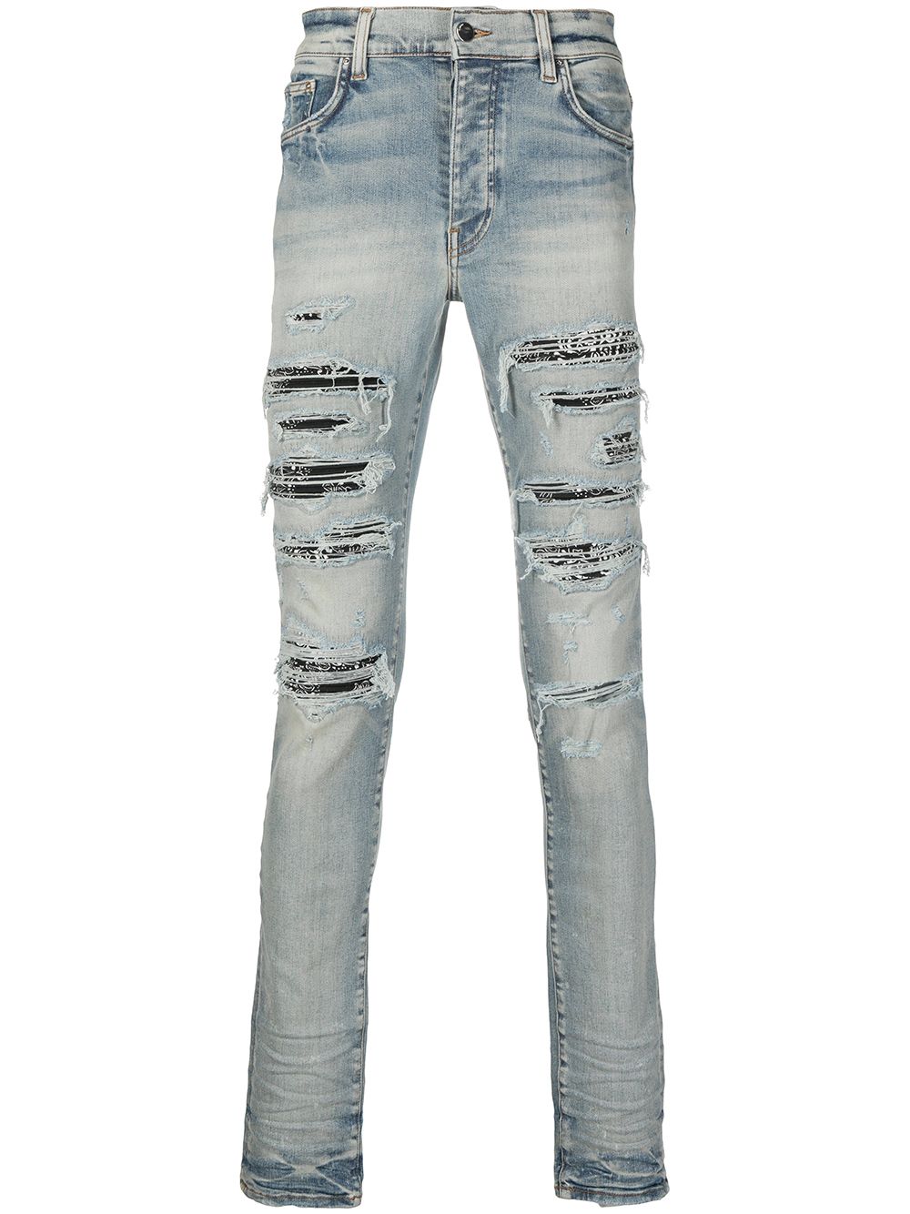 streetwear AMIRI Distressed Bandana Slim-Fit Jeans Clay Indigo
