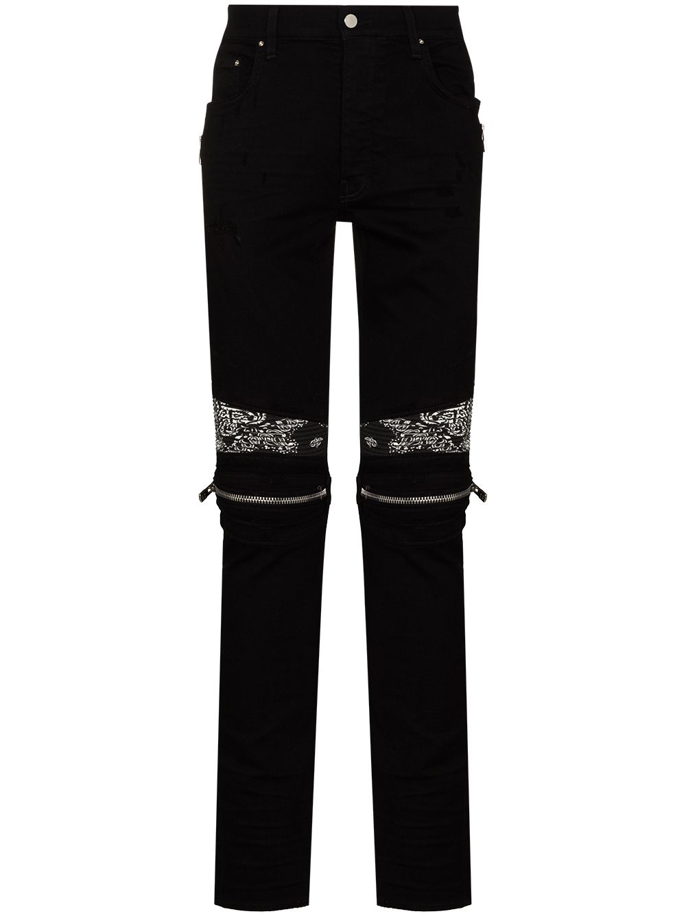 streetwear AMIRI MX2 Bandana Zip Knee Skinny Jeans Black