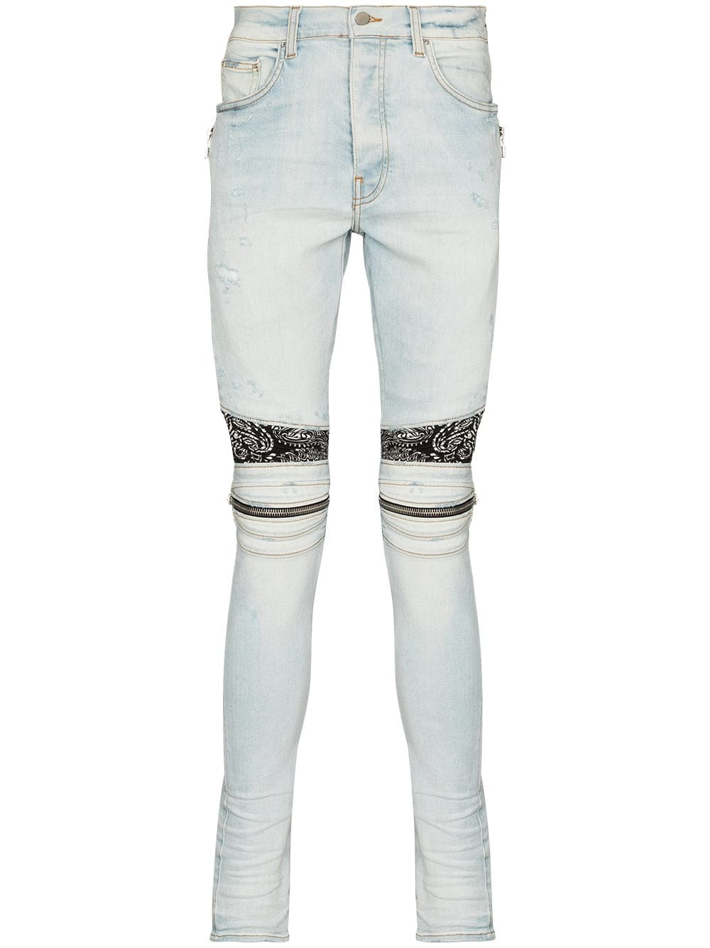 streetwear AMIRI MX2 Bandana Zip Knee Skinny Jeans Blue