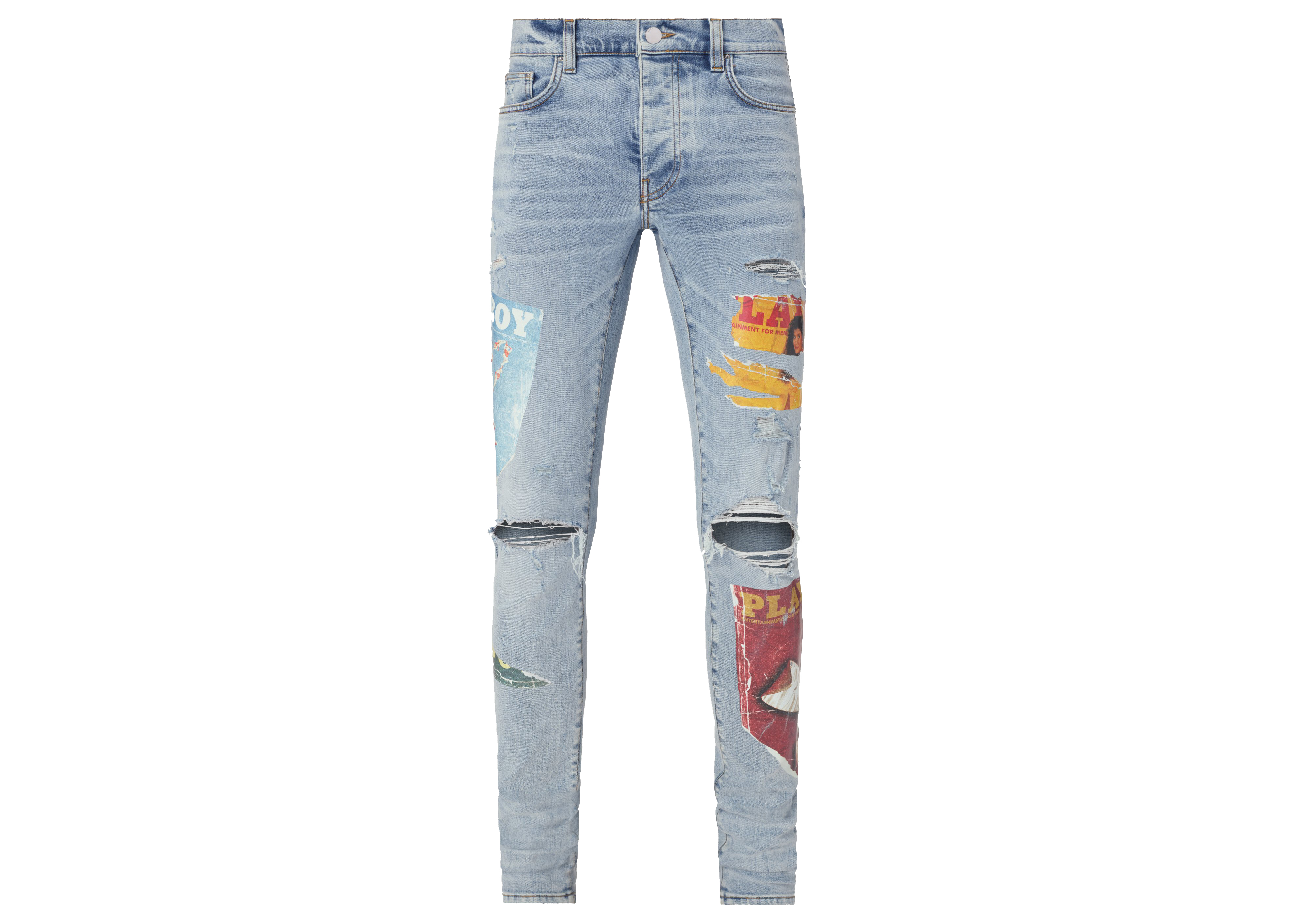 streetwear Amiri Playboy Magazine Denim Jean Light Vintage