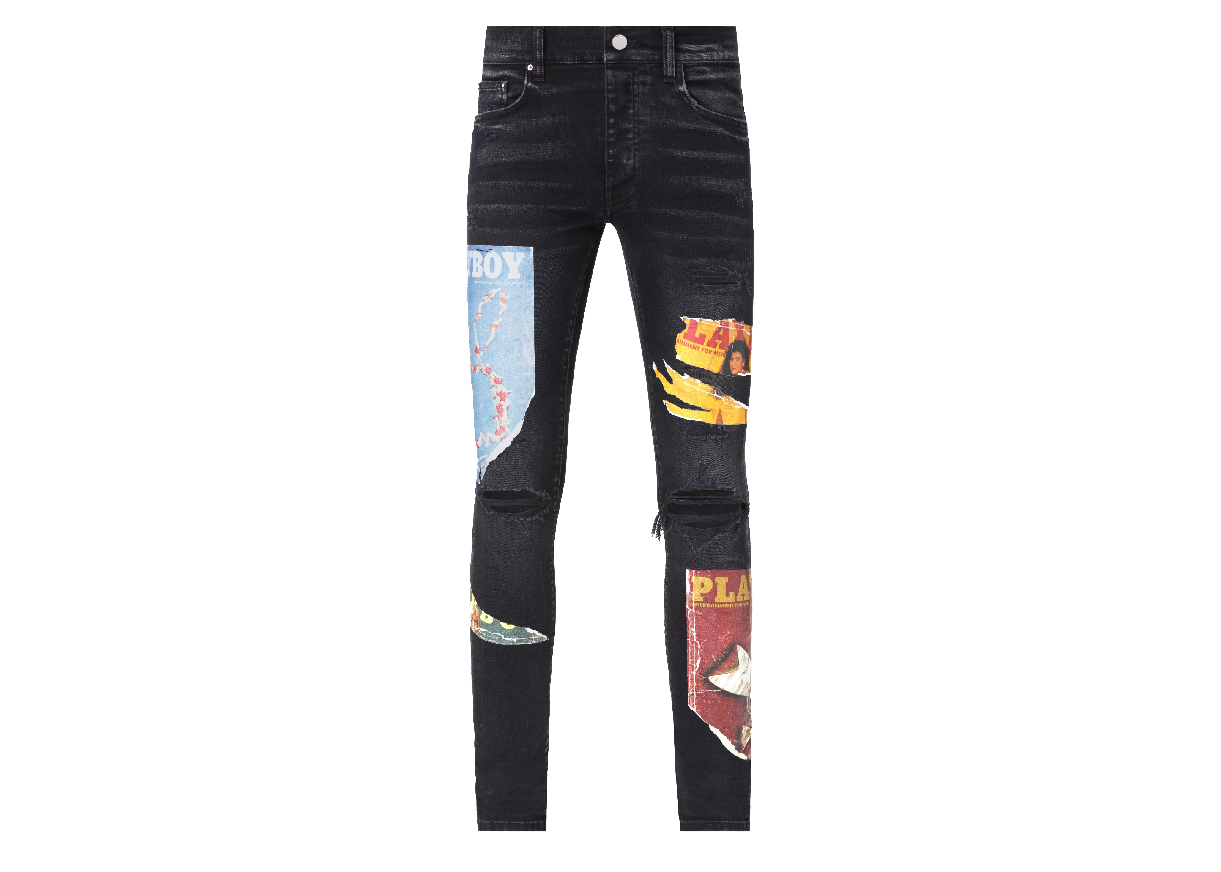 streetwear AMIRI Playboy Magazine Skinny Jean Aged Black