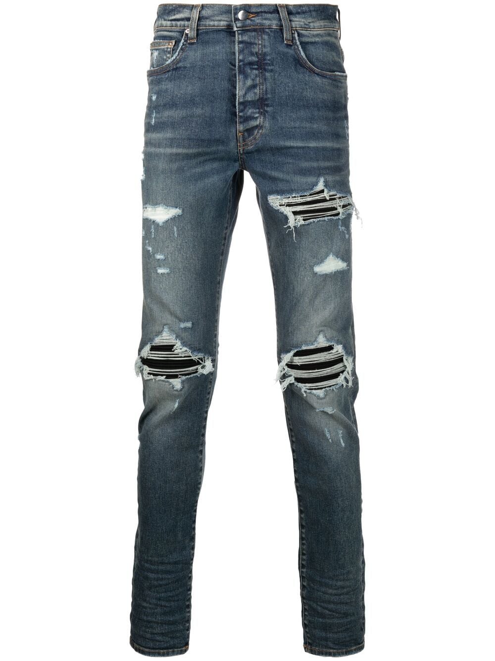 streetwear AMIRI Stonewashed Distressed Slim Cut Jeans Deep Classic Blue