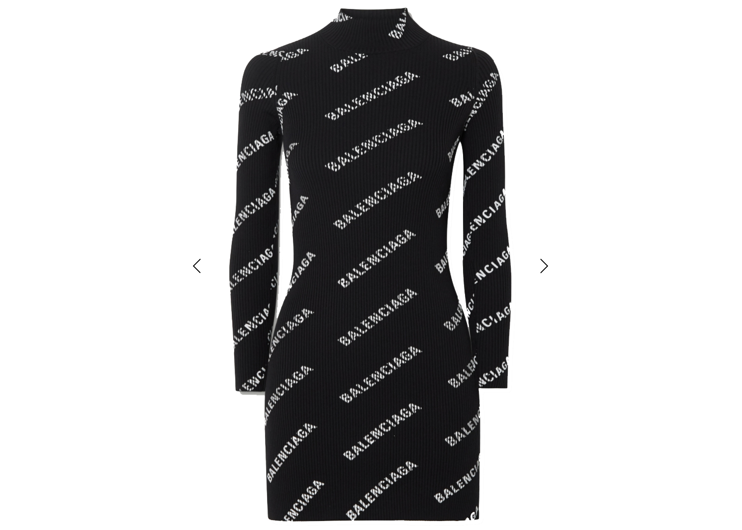 streetwear Balenciaga Printed Ribbed Knit Dress Black