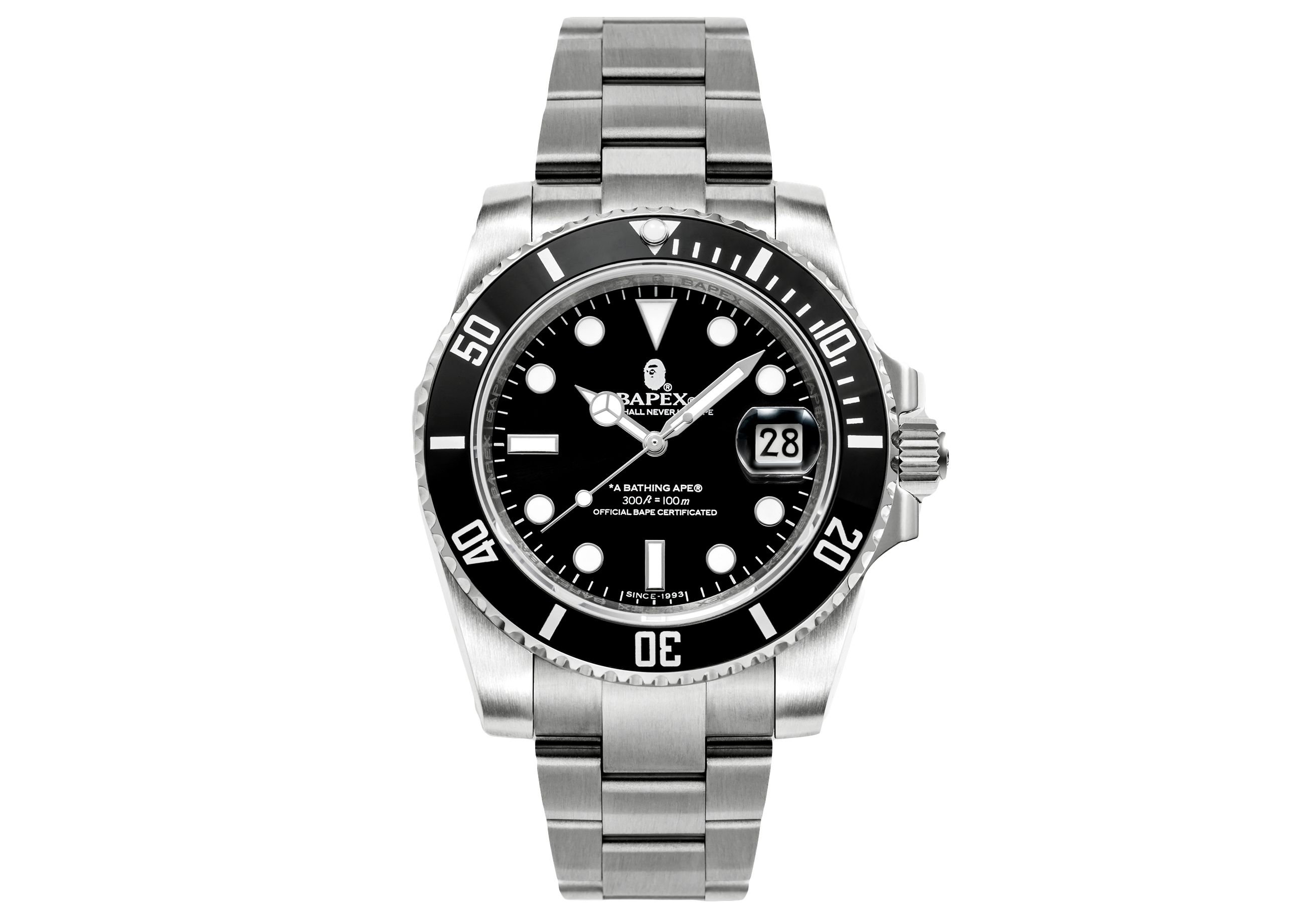 streetwear BAPE A Bathing Ape Type 1 Bapex Watch Silver/Black