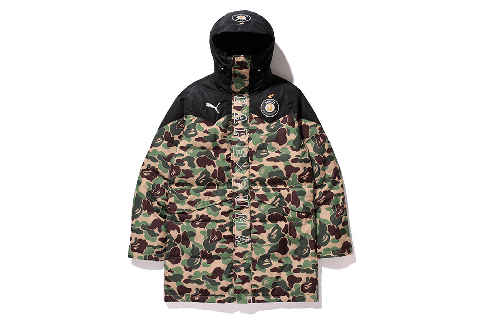 streetwear BAPE X Puma ABC Camo Long Down Puffer Jacket Green