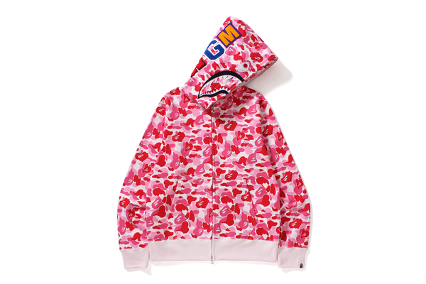 streetwear BAPE ABC Shark Full Zip Hoodie Pink