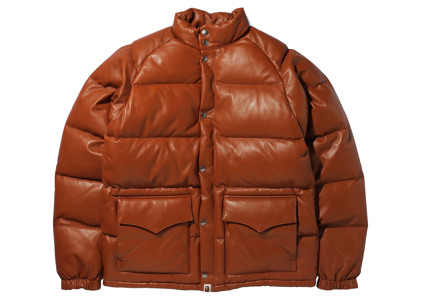 streetwear BAPE Leather Classic Down Jacket Jacket Brown