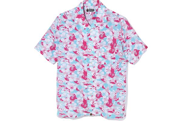 streetwear BAPE Store Miami Open Collar Shirt Pink/Blue