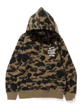 streetwear BAPE x Anti Social Social Club 1st Camo Pullover Hoodie (FW19) Green Camo