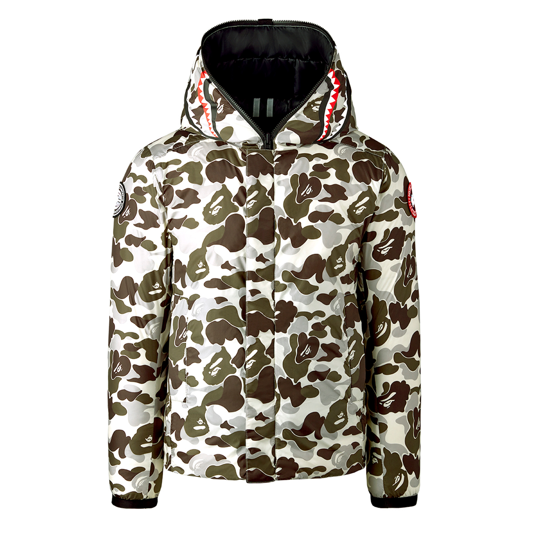 streetwear BAPE x Canada Goose x Concepts Crofton Shark Hoodie Black/Snow Camo