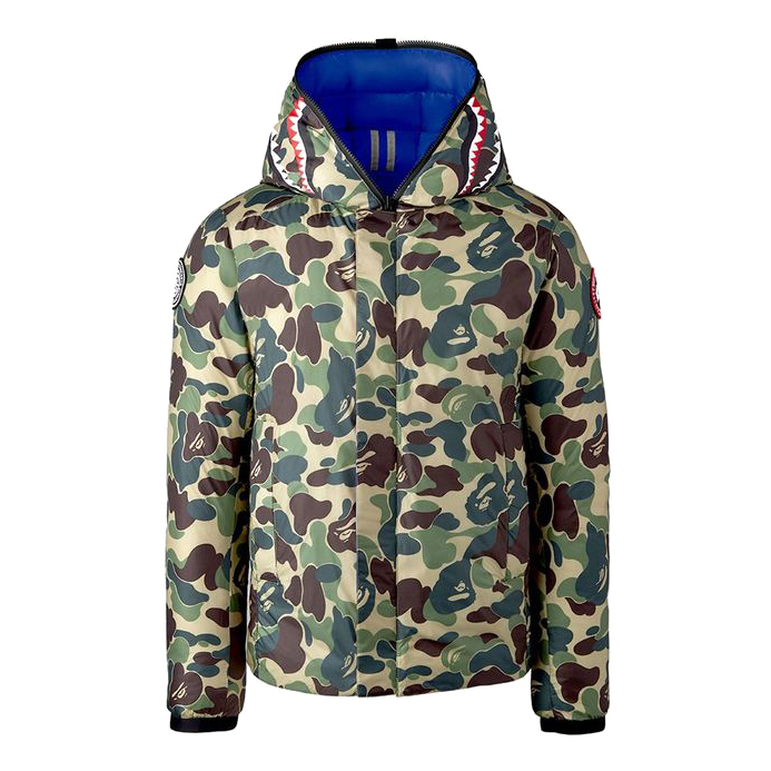 streetwear BAPE x Canada Goose x Concepts Crofton Shark Hoodie Blue/ABC Camo