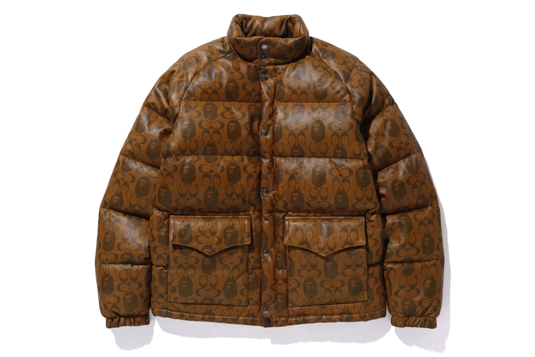 streetwear BAPE x Coach Leather Down Jacket Brown