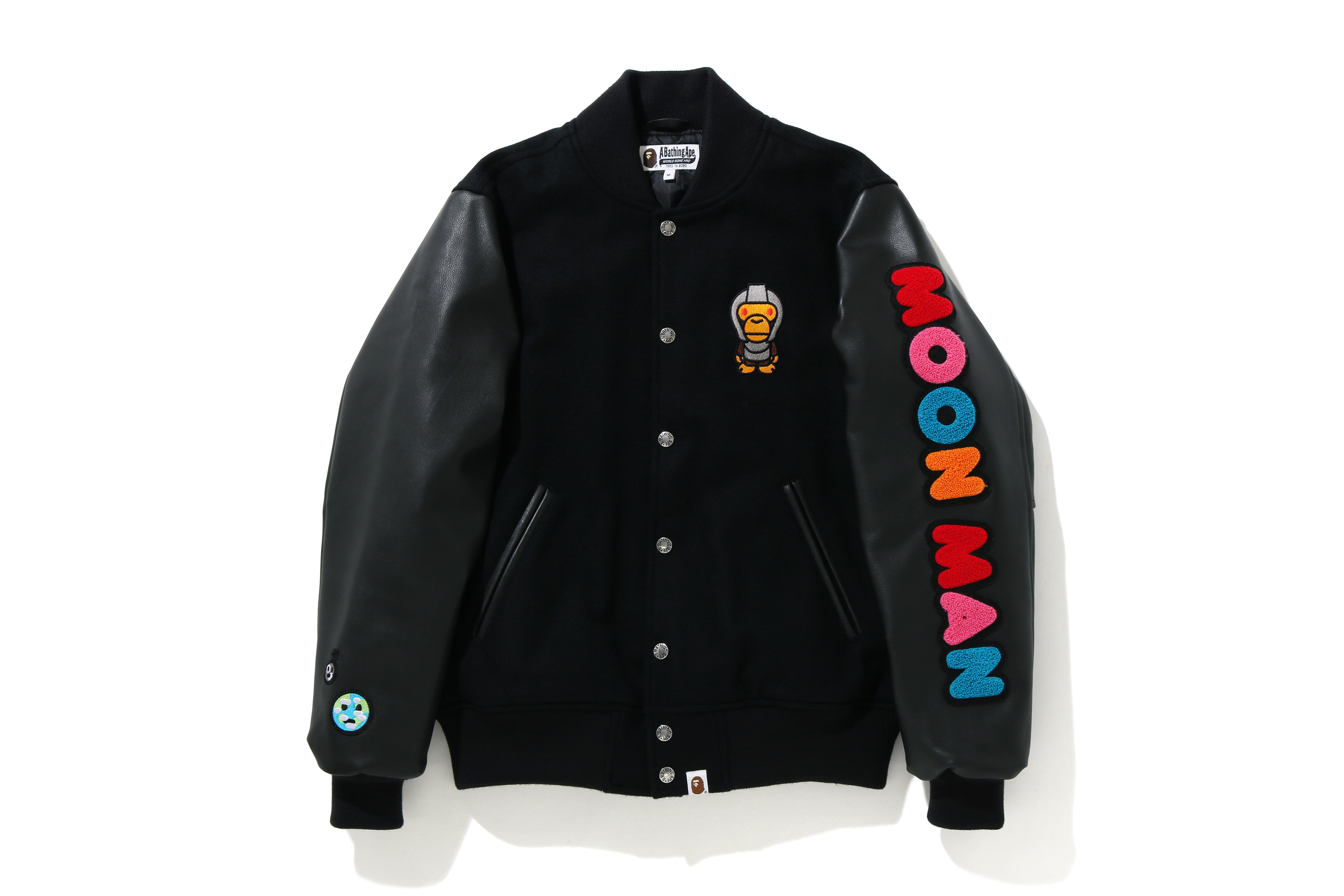 streetwear BAPE x Kid Cudi Varsity Jacket Black