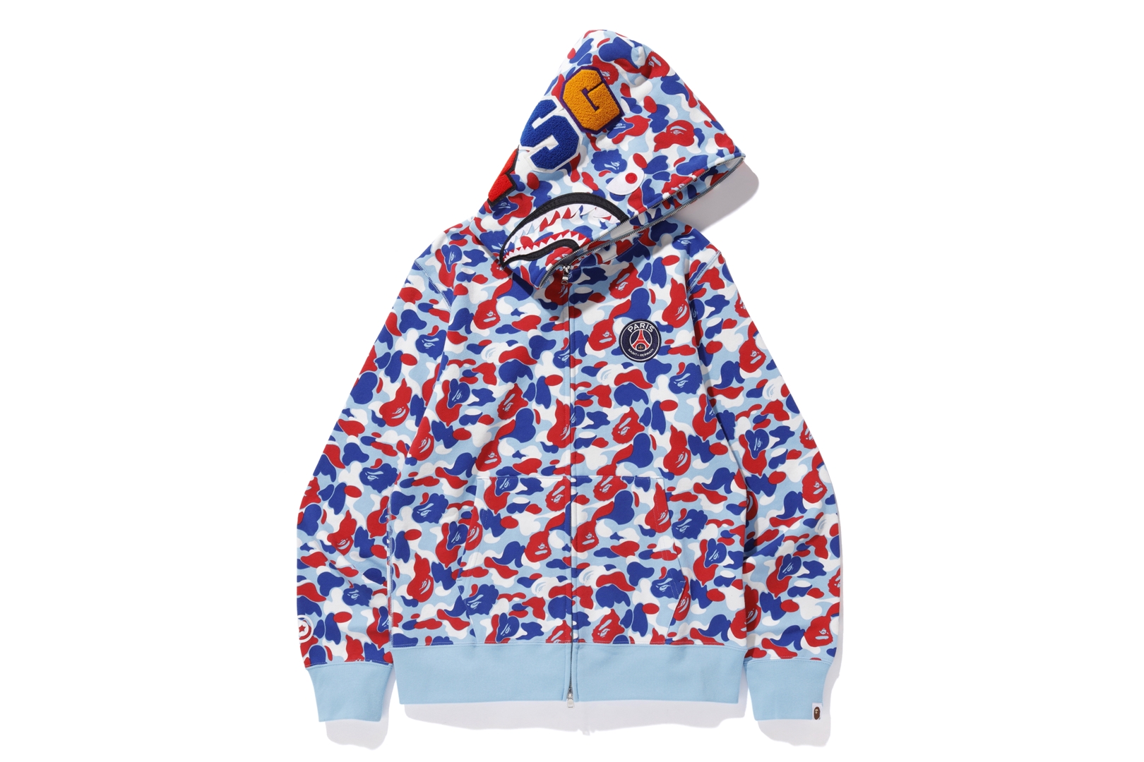 streetwear BAPE x PSG Shark Full Zip Hoodie Blue