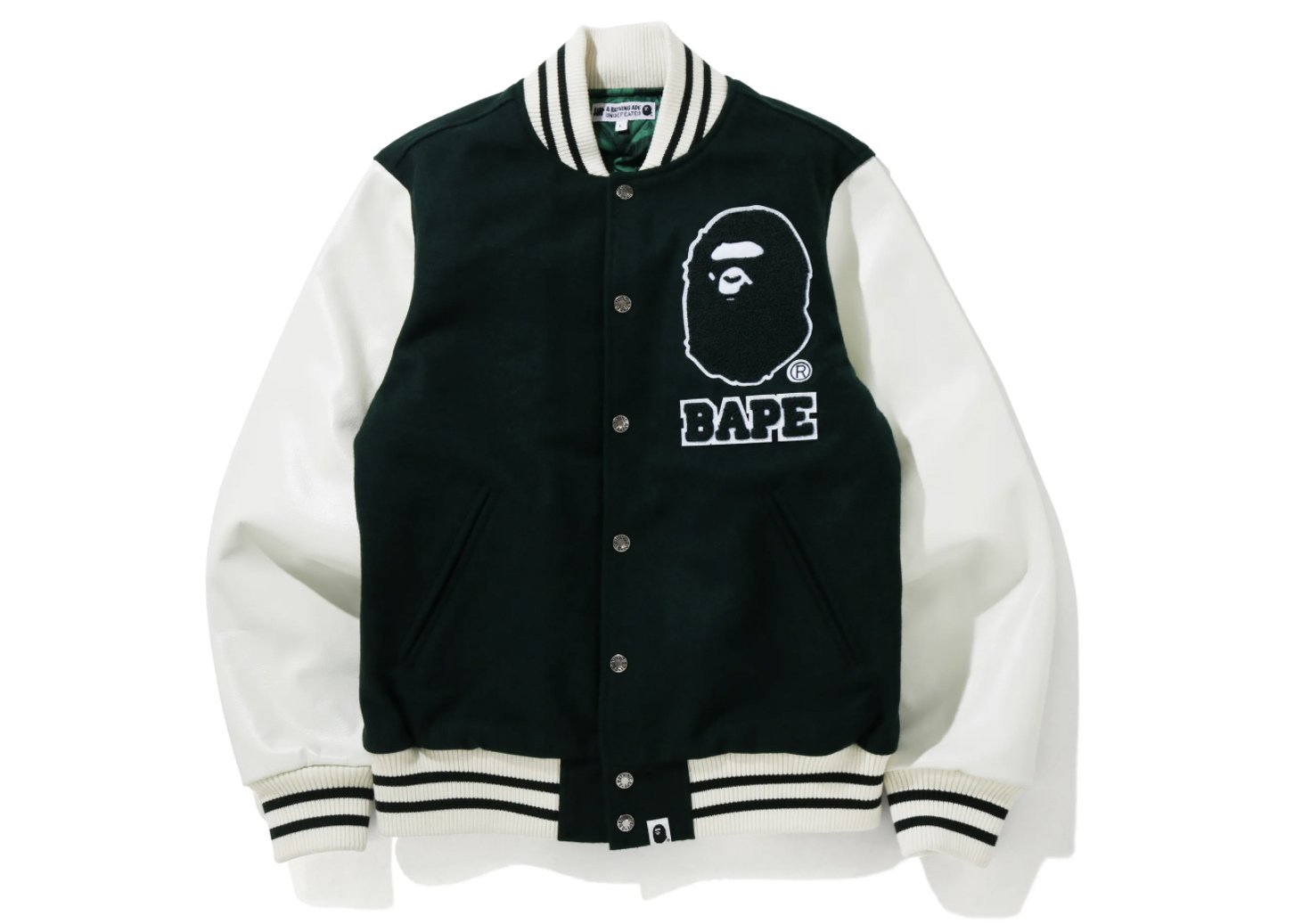 streetwear BAPE x Undefeated Varisty Jacket Green/White