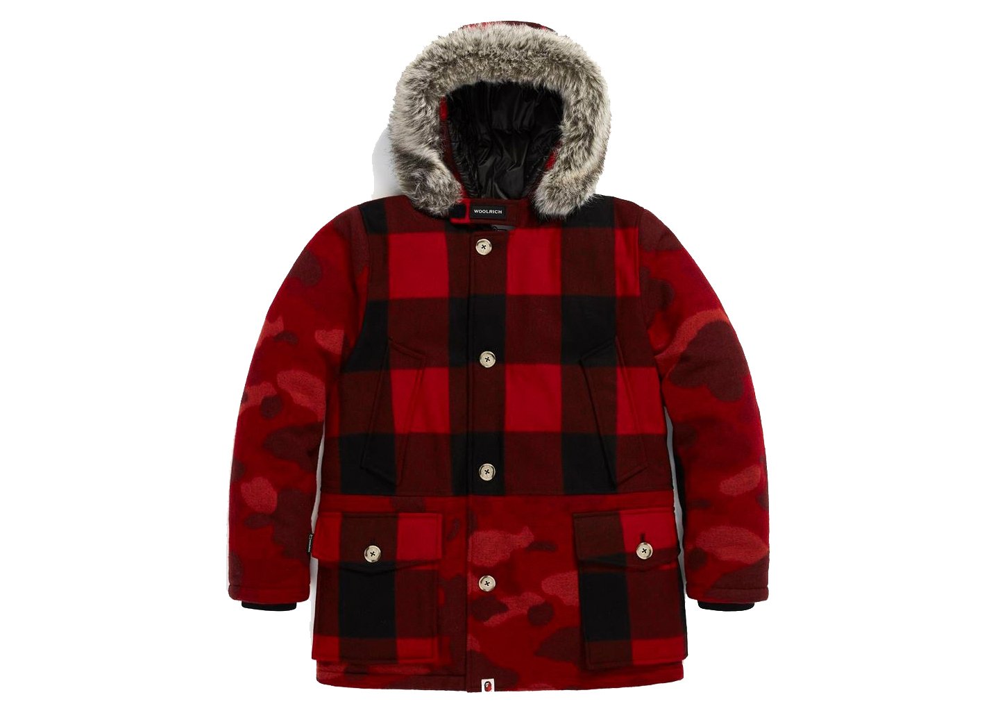streetwear BAPE x Woolrich Arctic Parka Red