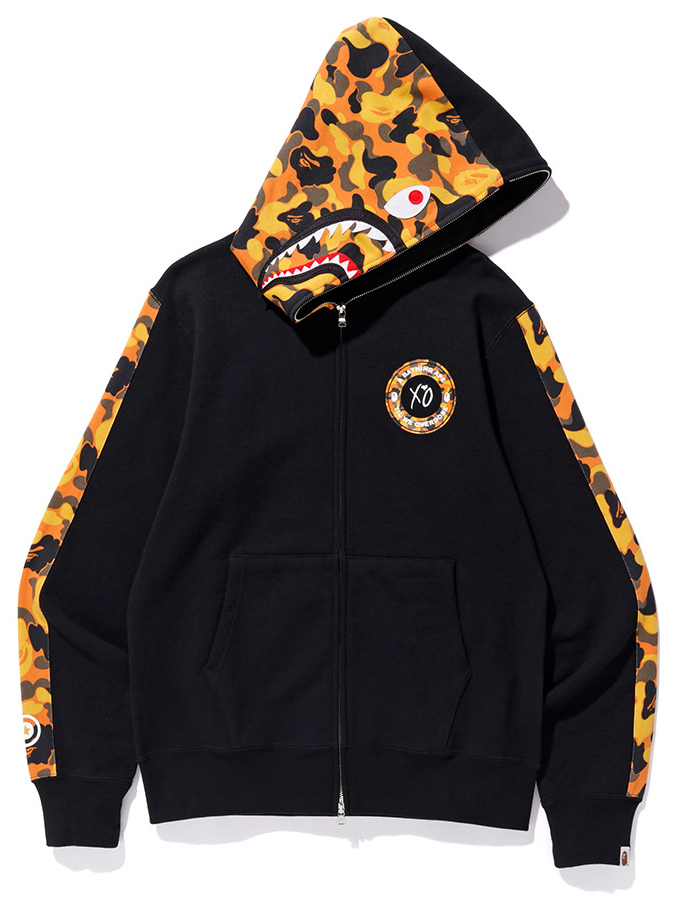streetwear BAPE x XO Shark Zip Up Hoodie Black