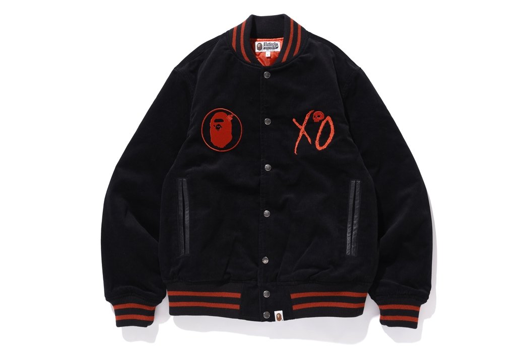 streetwear BAPE x XO Varsity Jacket Black