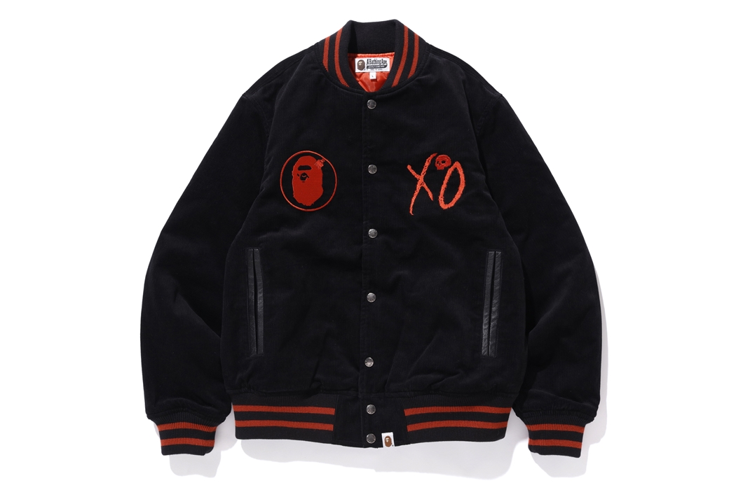 streetwear BAPE x XO Varsity Jacket Black