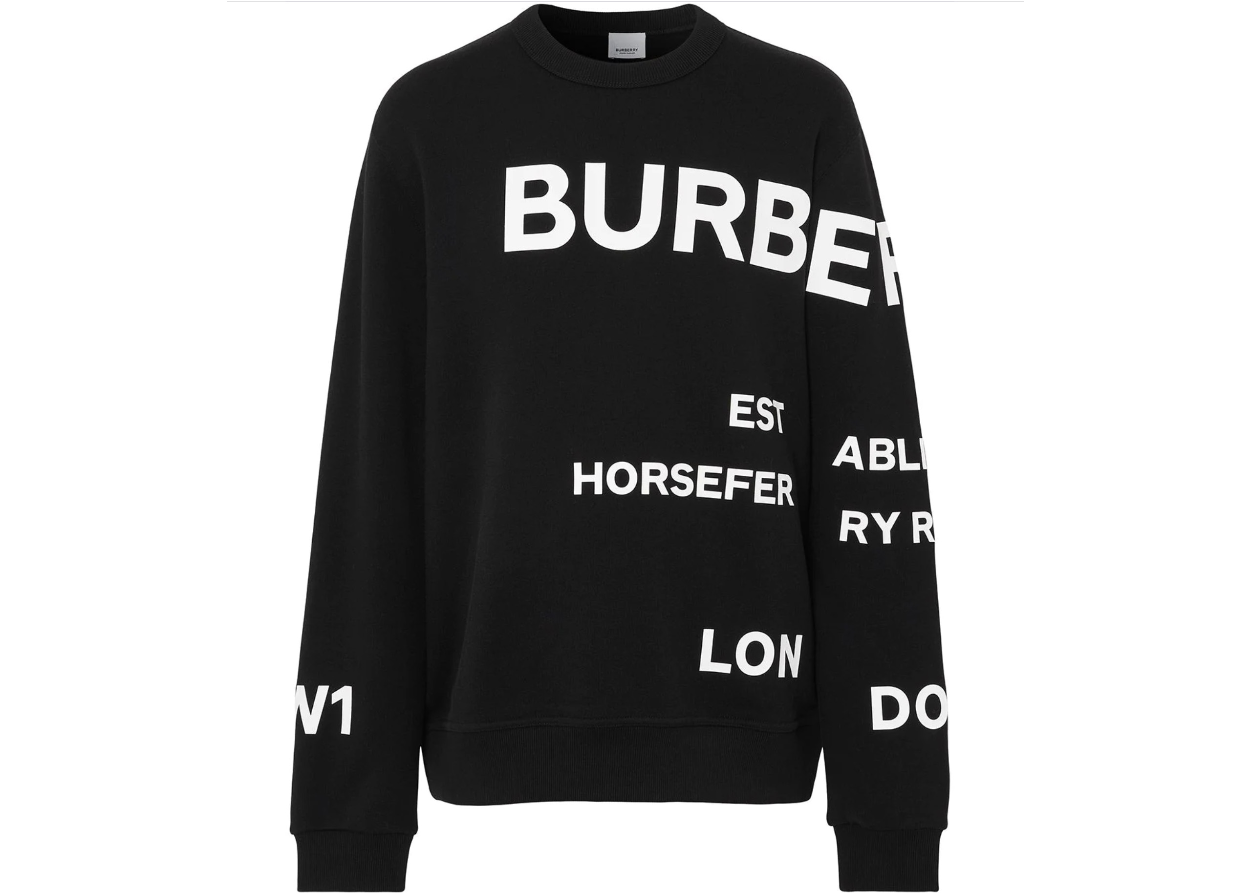 streetwear Burberry Horseferry-Print Cotton Sweatshirt Black/White