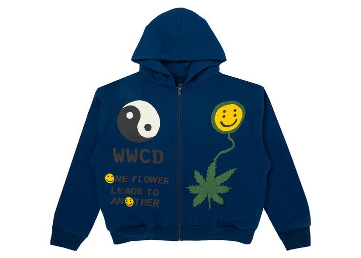 streetwear Cactus Plant Flea Market Earth First Zip Hooded Sweatshirt Blue