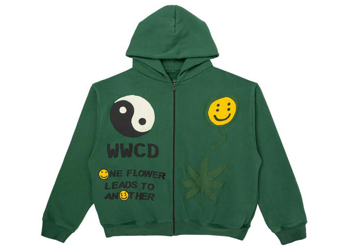 streetwear Cactus Plant Flea Market Earth First Zip Hooded Sweatshirt Green