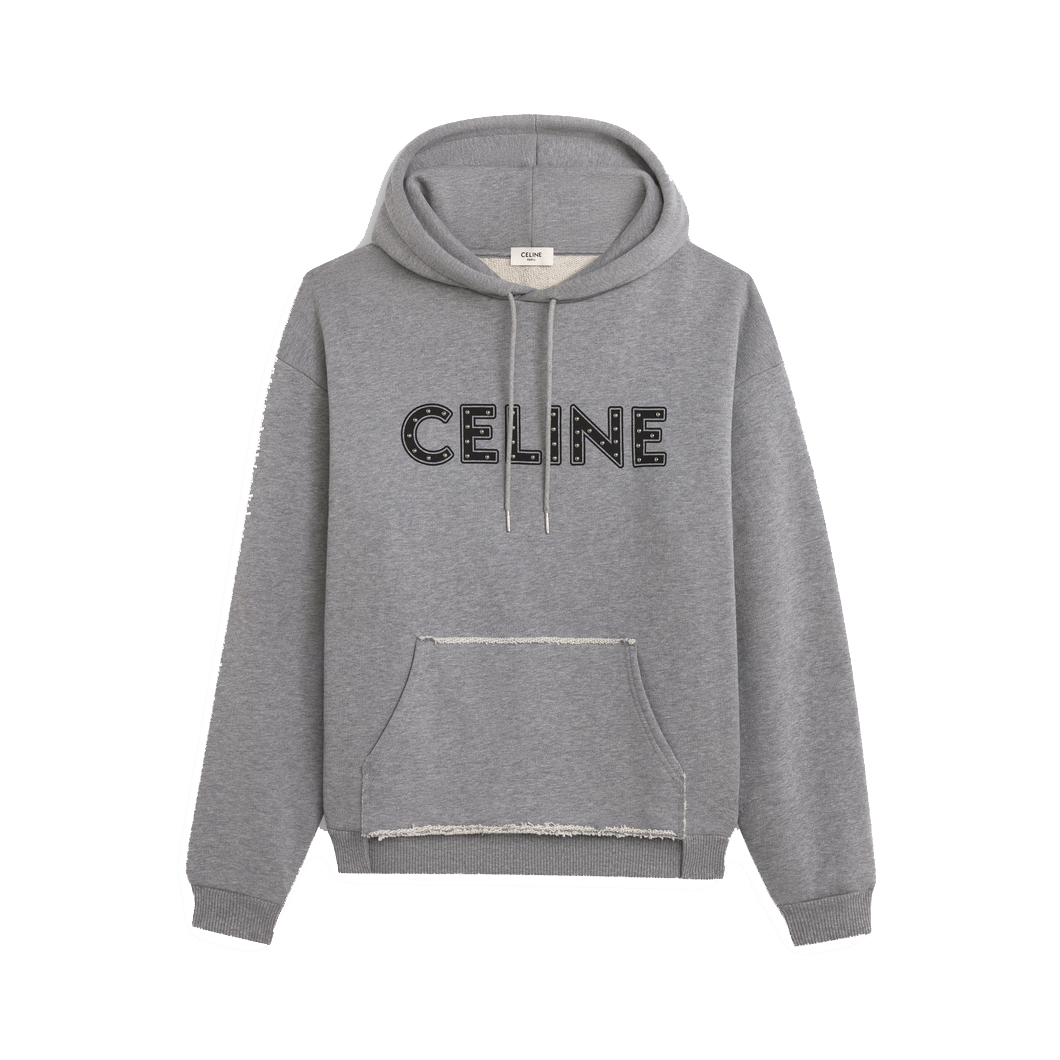 streetwear Celine Loose Cotton Sweatshirt with Studs Grey/Black