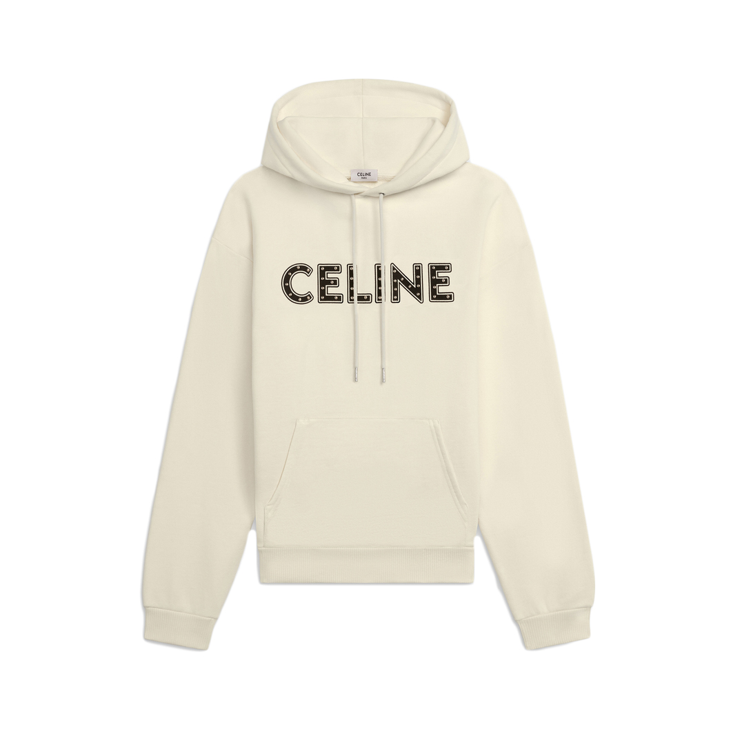 streetwear Celine Loose Cotton Sweatshirt with Studs Off White/Black