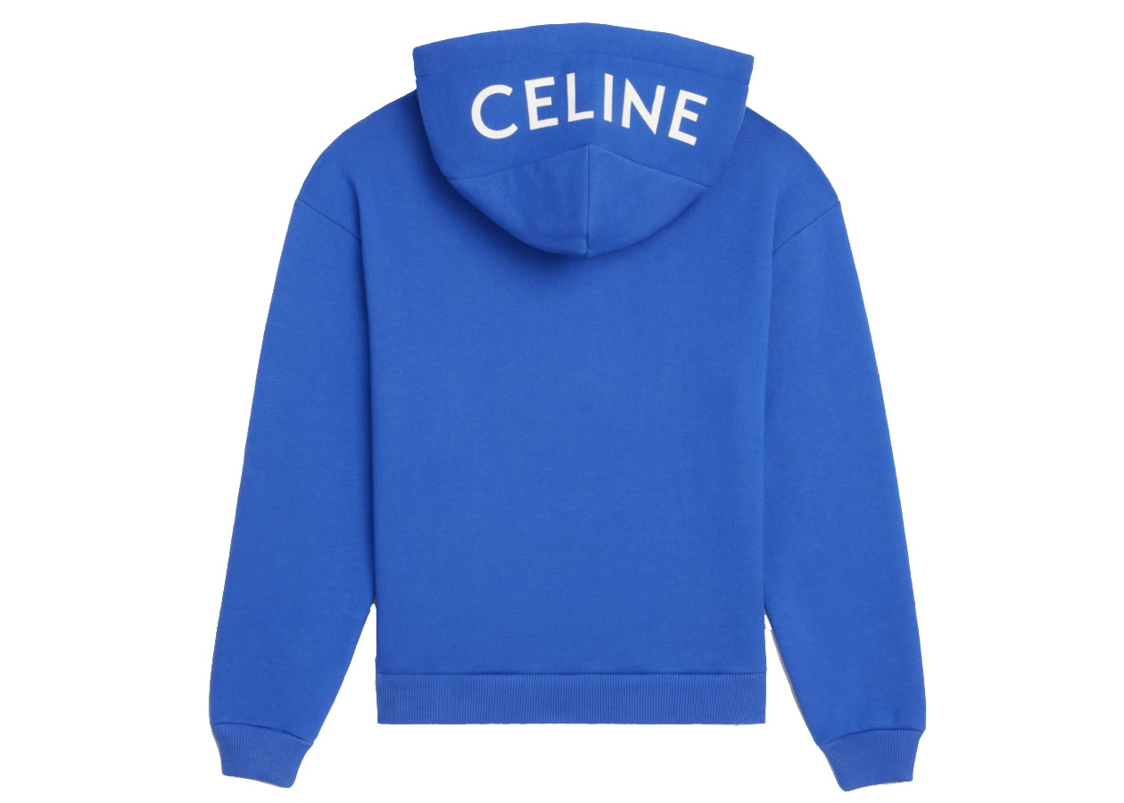 streetwear Celine Loose Sweatshirt In Cotton Fleece Royal Blue/Off White