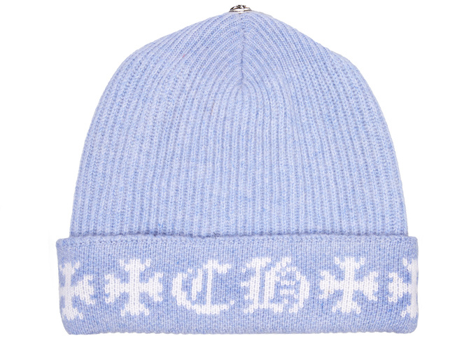 streetwear Chrome Hearts Big Daddy Cashmere Beanie Light Blue/White